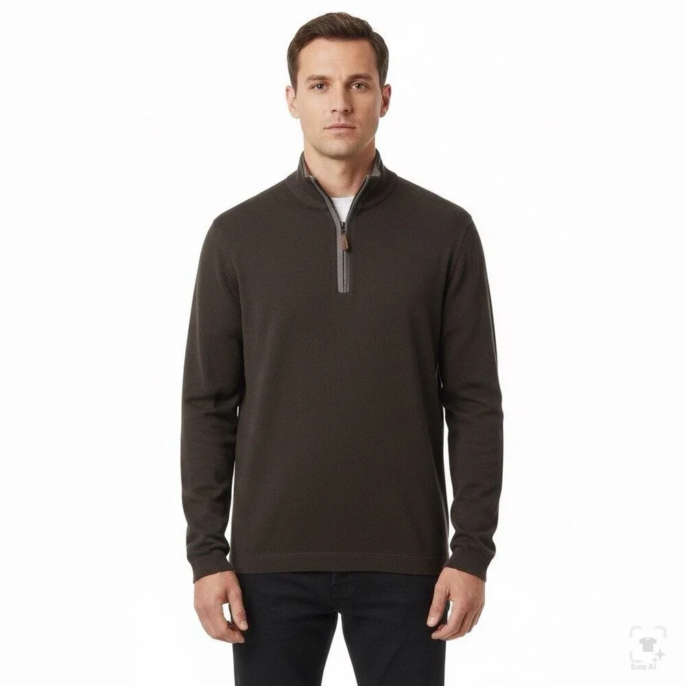 Banana Republic Mens Dark Grey Cotton 1/4 Zip Sweater Long Sleeve Size M